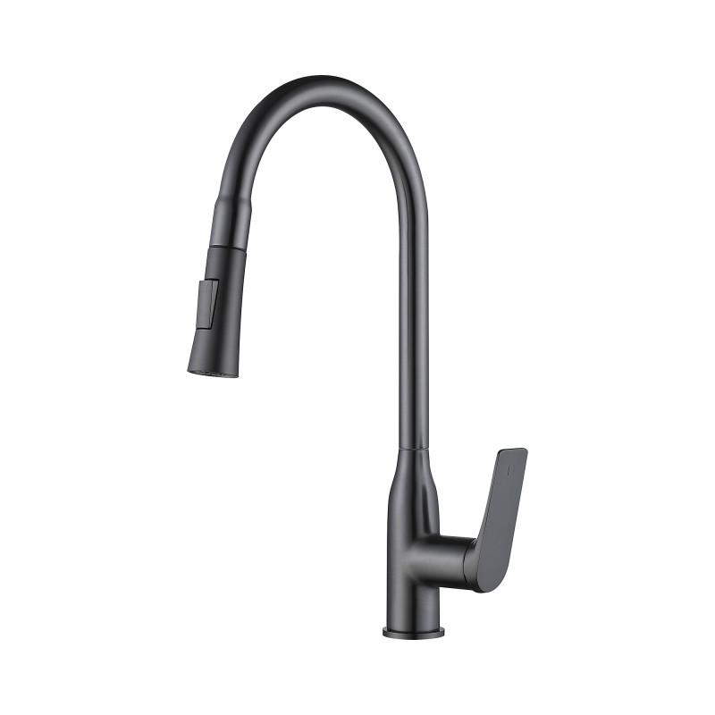 Qtap Змішувач для кухні Vlasta New з висувним виливом QTVLA344GMB45647 Gunmetal Black PVD