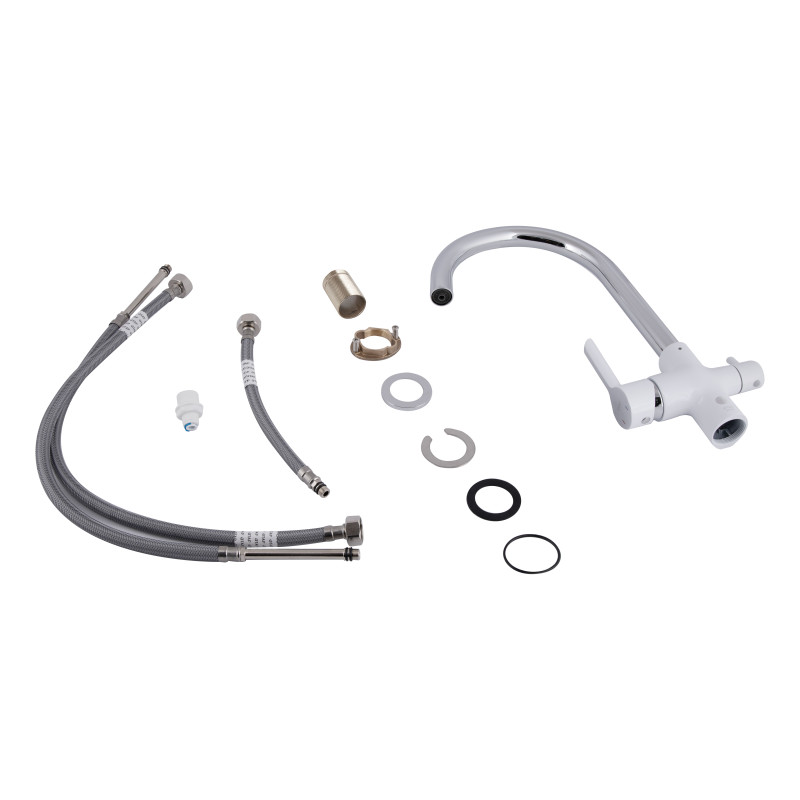 Qtap Змішувач для кухні Grand з підключенням для питної води QTGRA362CRW45668 Chrome/White