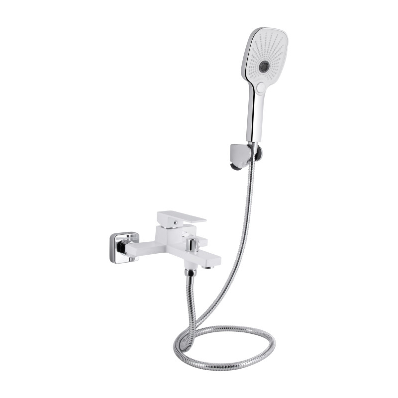Qtap Змішувач для ванни Gemini (з душовим гарнітуром) QTGEM259CRW45683 Chrome/White
