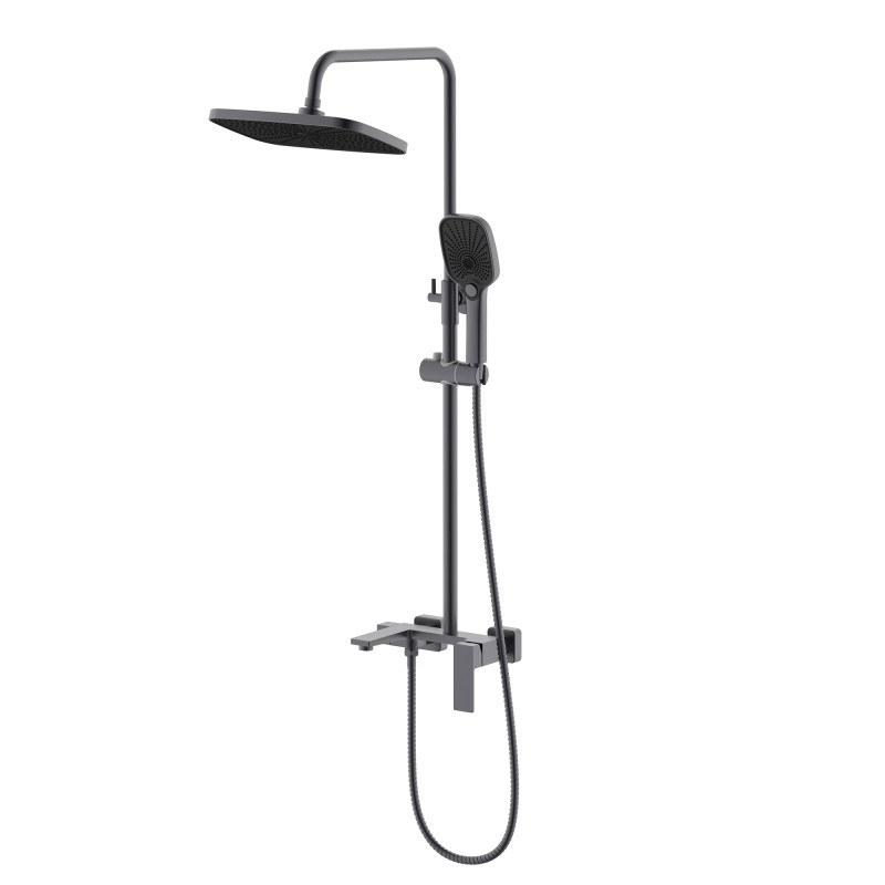 Qtap Душова система універсальна Gemini на три споживача (з виливом) QTGEM111GMB45688 Gunmetal Black PVD