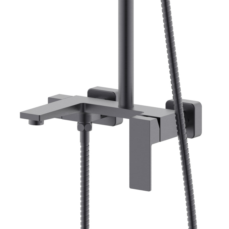 Qtap Душова система універсальна Gemini на три споживача (з виливом) QTGEM111GMB45688 Gunmetal Black PVD