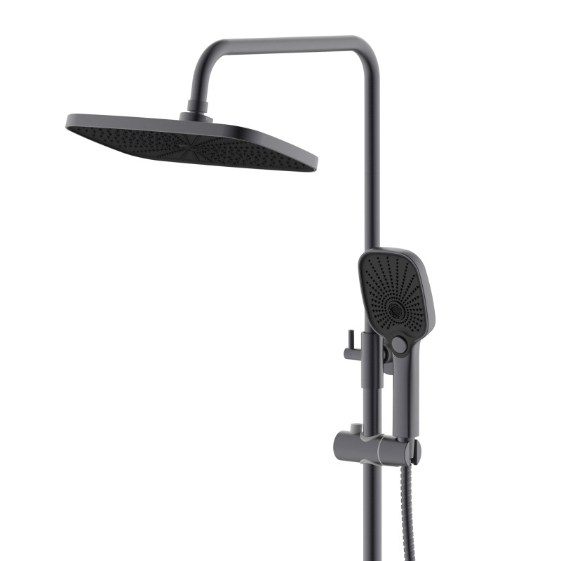 Qtap Душова система універсальна Gemini на три споживача (з виливом) QTGEM111GMB45688 Gunmetal Black PVD