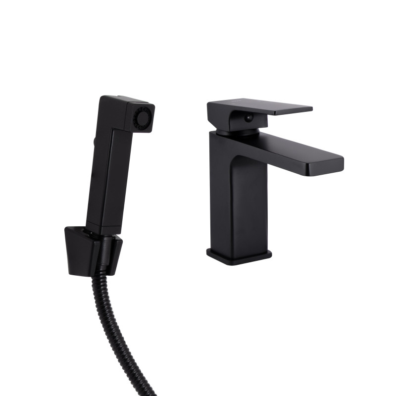Qtap Змішувач для раковини Gemini (з гігієнічним душем) QTGEM272BLM45690 Black Matt