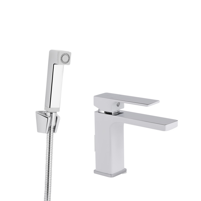 Qtap Змішувач для раковини Gemini (з гігієнічним душем) QTGEM272CRW45691 Chrome/White