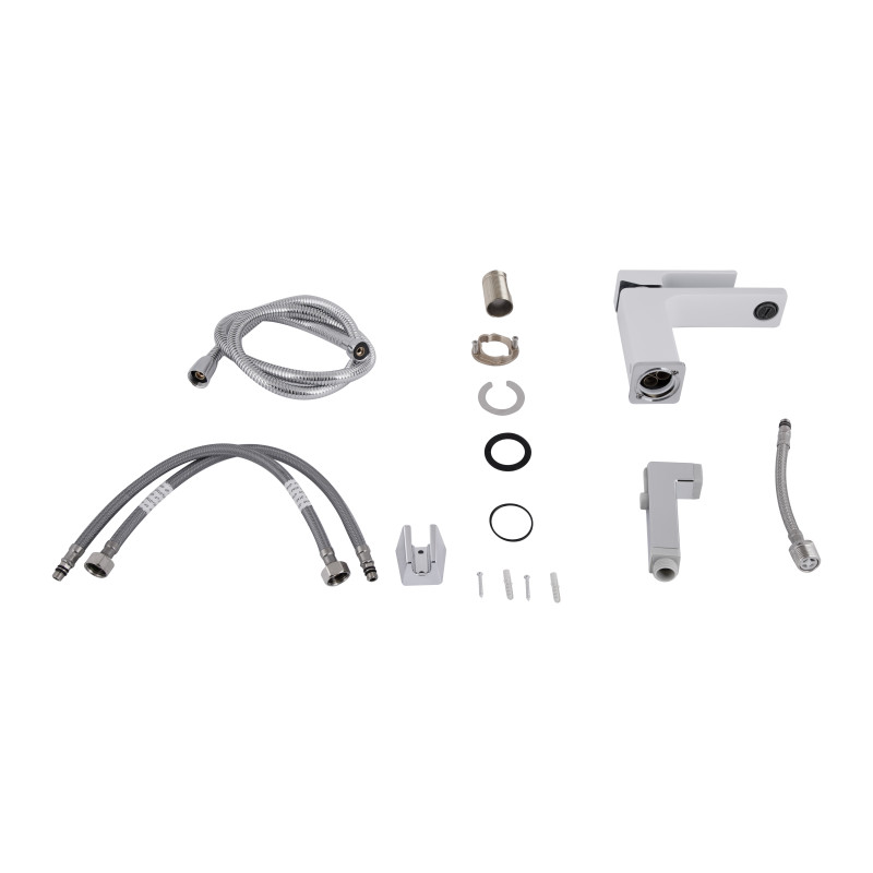 Qtap Змішувач для раковини Gemini (з гігієнічним душем) QTGEM272CRW45691 Chrome/White