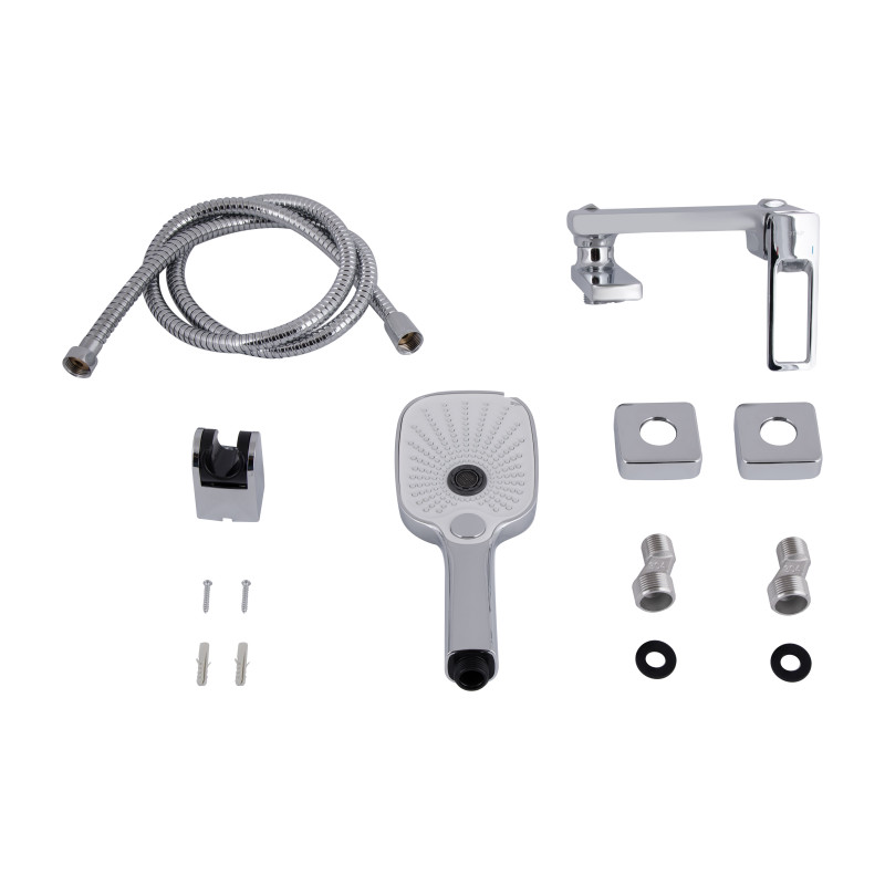 Qtap Змішувач для ванни Gemini Loopi з поворотним виливом (з душовим гарнітуром) QTGEM260CRM45701 Chrome