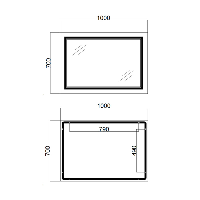 Qtap Дзеркало Cardinal 1000х700 з LED-підсвічуванням Touch, з антизапотіванням, з димером, рег. темп. кольору (3000-6500K) QT0478C10070