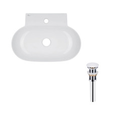 Qtap Комплект Cardinal: Раковина підвісна / накладна овальна 565х400х130 мм White + Донний клапан PU02