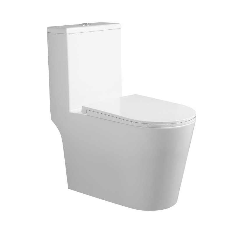 Qtap Унітаз-моноблок підлоговий Kolibri Ultra Quiet безобідковий з сидінням Soft-close WHITE QT10226380W