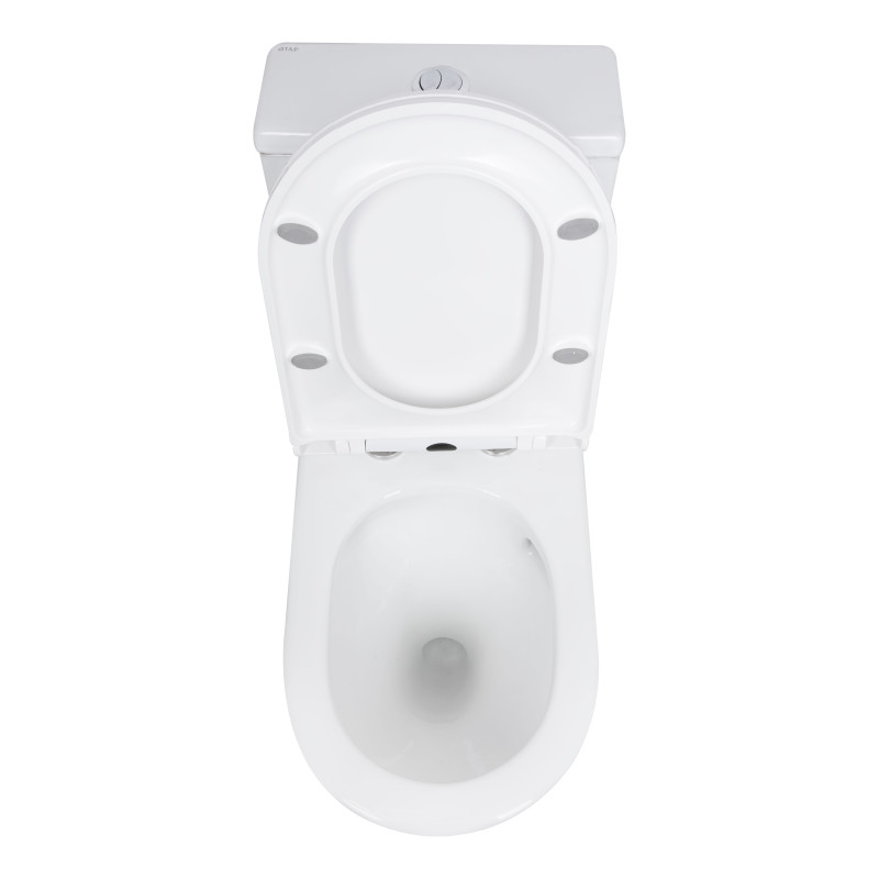Qtap Унітаз-моноблок підлоговий Kolibri Ultra Quiet безобідковий з сидінням Soft-close WHITE QT10226380W