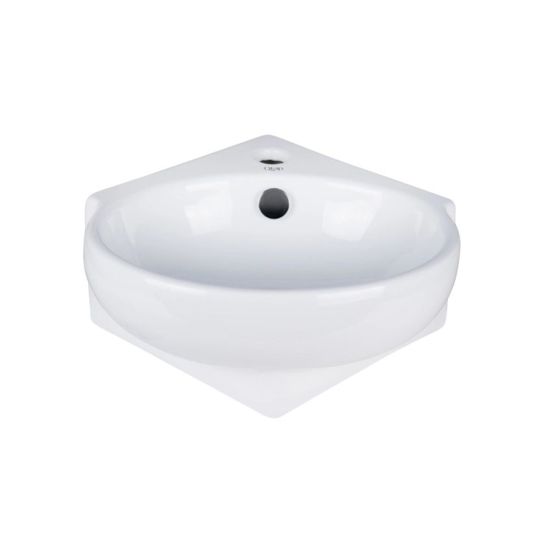 Qtap Комплект Leo N: Раковина підвісна угловая овальна 380x360x130 мм WHITE + Донний клапан PU02O