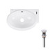 Qtap Комплект Leo: Раковина підвісна овальна права 430x290x140 мм White + Донний клапан PU02O