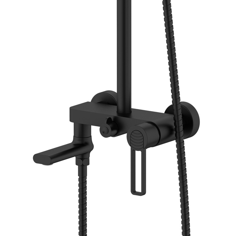 Qtap Душова система універсальна Taurus на три споживача (з виливом) QTTAU111BLM45666 Black Matt