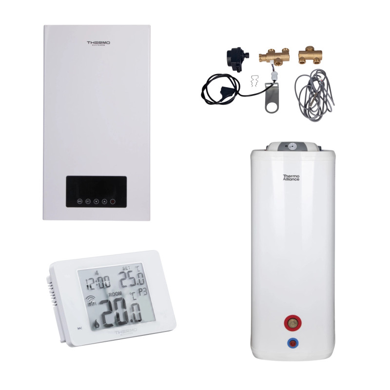 Thermo Alliance Комплексне рішення для котельні: електричний котел 6 кВт + комплект підключення бойлера + комбінований підлоговий водонагрівач 100 л (TA149DCN647208)