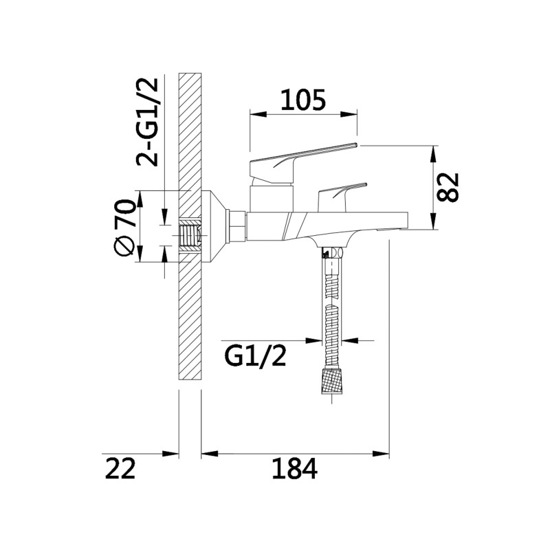 Qtap Змішувач для ванни Stenava New (з душовим гарнітуром) QTSTE259CRM45537 Chrome