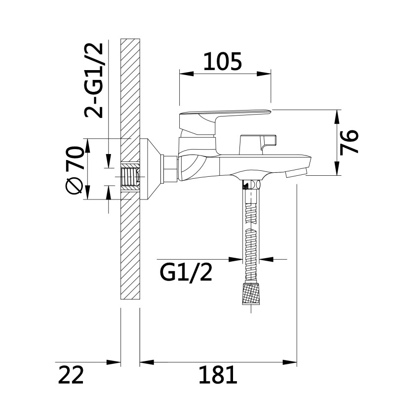 Qtap Змішувач для ванни Leo New (з душовим гарнітуром) QTLEO259CRM45563 Chrome