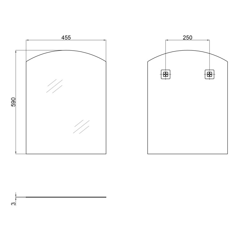 Lidz Дзеркало Wieza 140.07.01 455х590 настінне прямокутне з дугоподібним верхом LD78WI4559