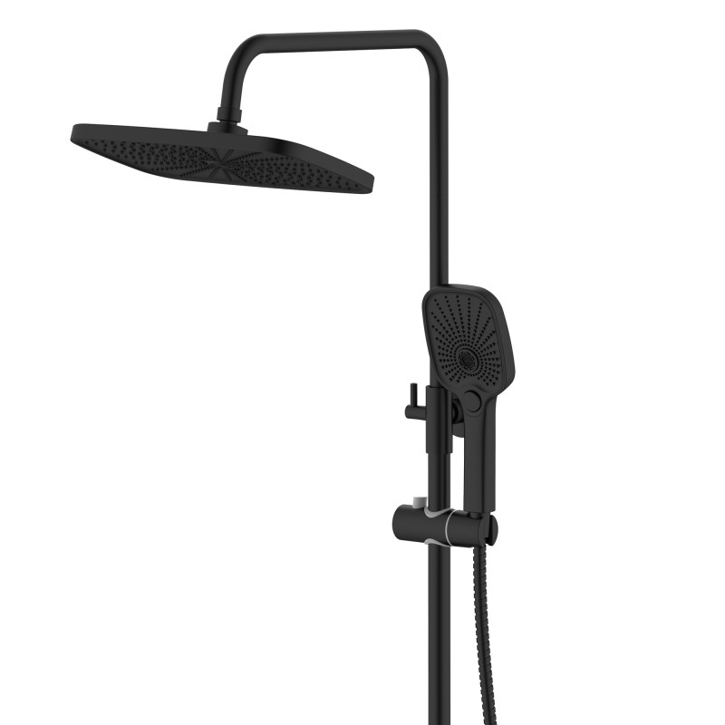 Qtap Душова система універсальна Gemini на три споживача (з виливом) QTGEM111BLM45686 Black Matt