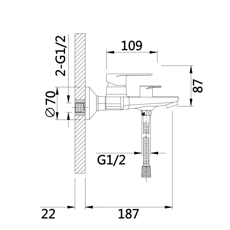 Qtap Змішувач для ванни Aries (з душовим гарнітуром) QTARI259CRM45559 Chrome