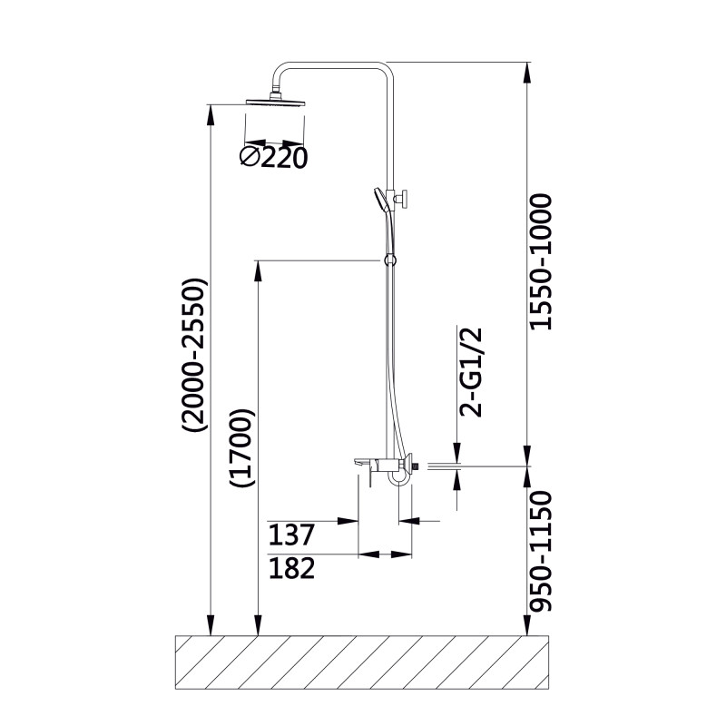 Qtap Душова система універсальна Aries на три споживача (з виливом) QTARI111CRM45560 Chrome