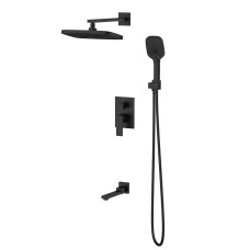 Qtap Душова система універсальна Gemini прихованого монтажу на три споживача QTGEM114BLM45703 Black Matt