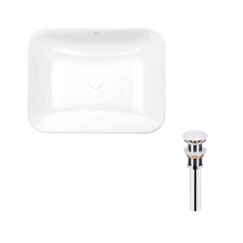 Qtap Комплект Scorpio: Раковина врізна прамокутна 500х380х145 мм White + Донний клапан PU02