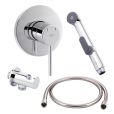 Qtap Комплект для гігієнічного душу Spring Chrome: Змішувач QTSPRCRM + Підключення з тримачем QTCRMBH030 + Лійка QTCRMA021 + Шланг QTHADPVC120C