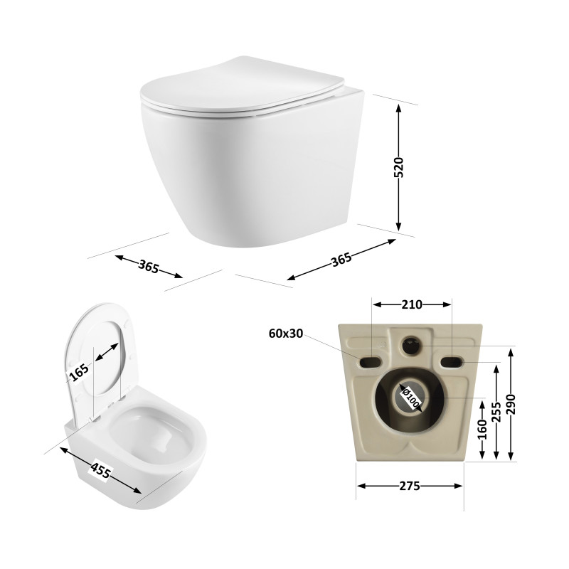 Qtap Унітаз підвісний Robin Ultra Quiet безобідковий з сідінням Soft-close 520x365x365 мм WHITE