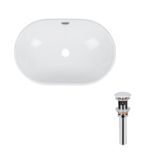 Qtap Комплект Leo: Раковина врізна овальна 590x400x170 мм White + Донний клапан PU02O