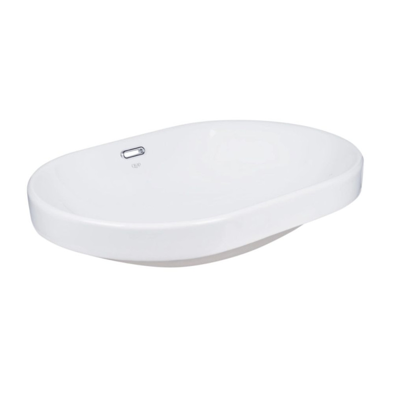Qtap Комплект Leo: Раковина врізна овальна 590x400x170 мм White + Донний клапан PU02O