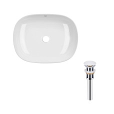 Qtap Комплект Aquarius: Раковина накладна прамокутна 465x375x115 мм White + Донний клапан PU02