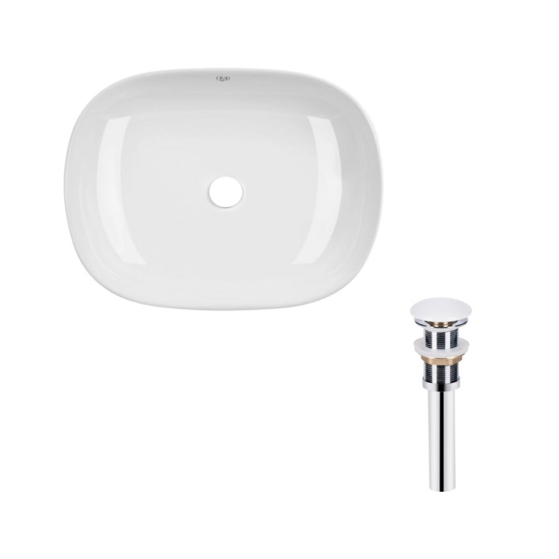 Qtap Комплект Aquarius: Раковина накладна прамокутна 465x375x115 мм White + Донний клапан PU02