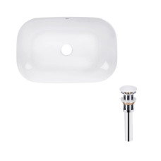 Qtap Комплект Robin: Раковина накладна прамокутна 610x400x145 мм White + Донний клапан PU02