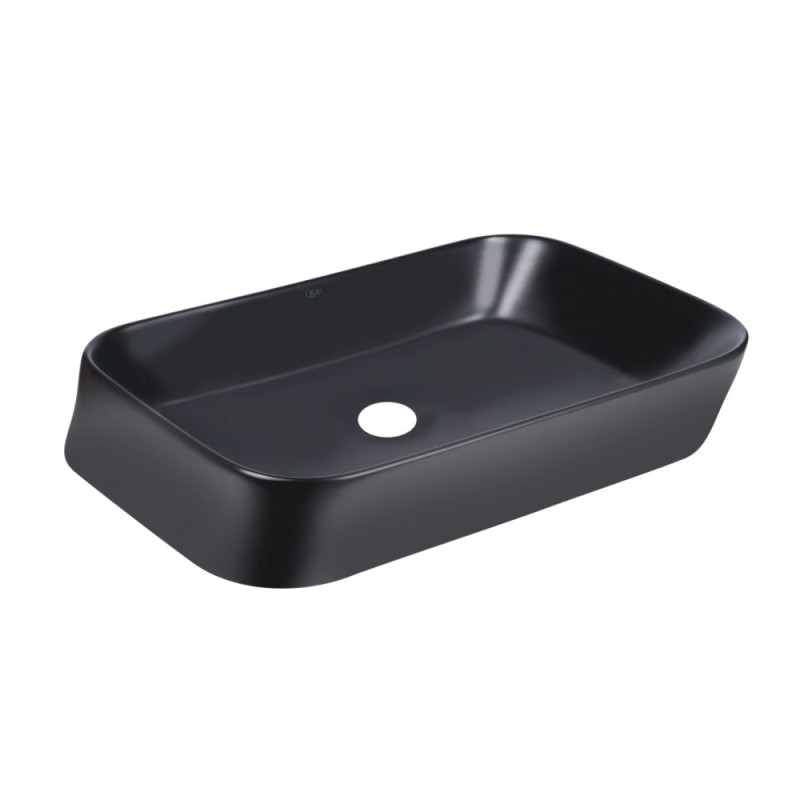 Qtap Комплект Scorpio: Раковина накладна прамокутна 550х390х120 мм Matt Black + Донний клапан PU03