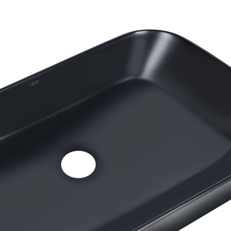 Qtap Комплект Scorpio: Раковина накладна прамокутна 550х390х120 мм Matt Black + Донний клапан PU03