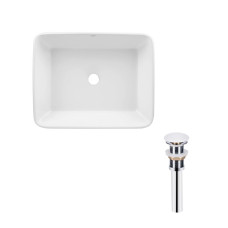 Qtap Комплект Tern: Раковина накладна прамокутна 475х370х140 мм White + Донний клапан PU02