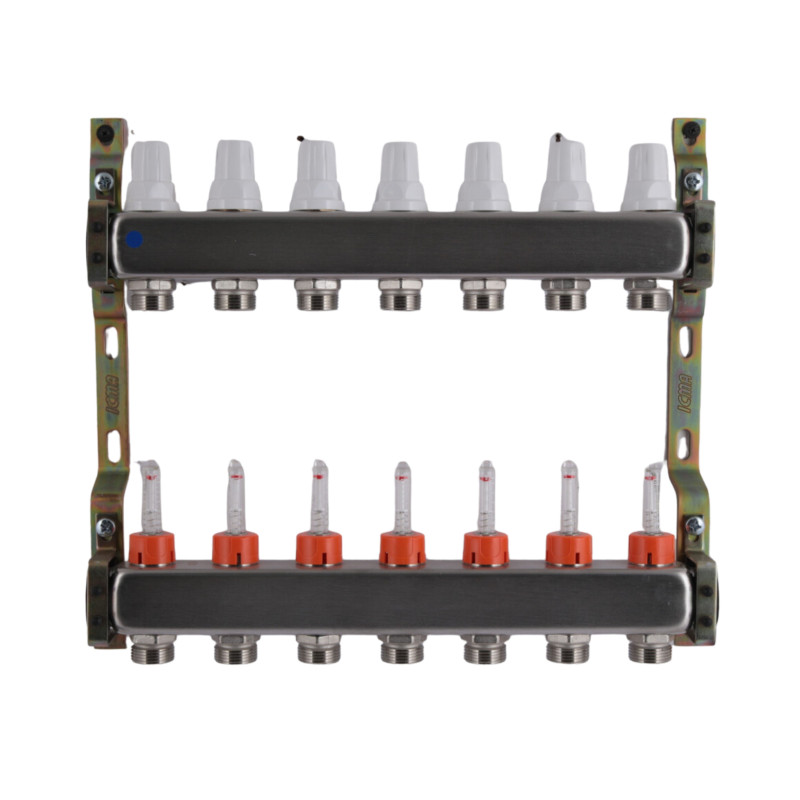 Колектор з витратомірами (нерж.) 3/4" х7 Icma № К073 (87K073PR32)