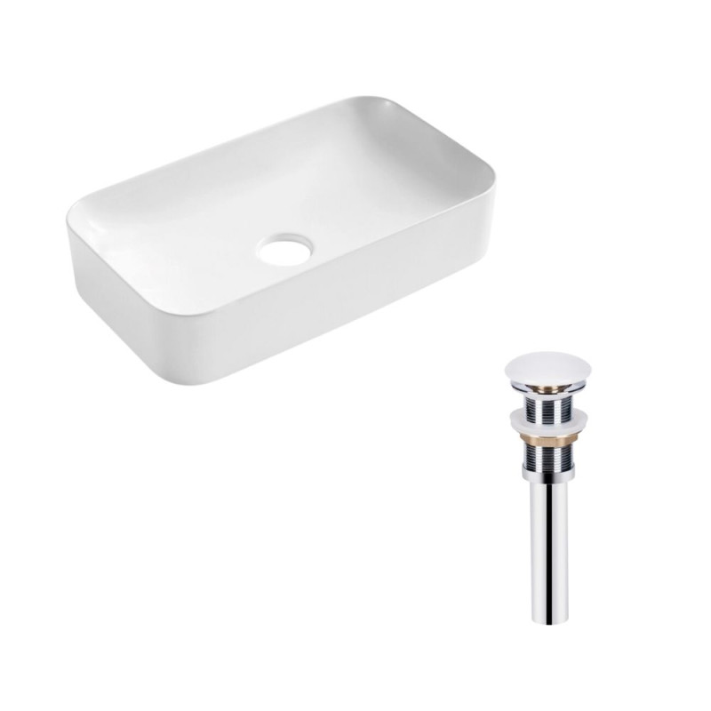 Qtap Комплект Tern: Раковина накладна прамокутна 605x350x140 мм WHITE + Донний клапан PU02