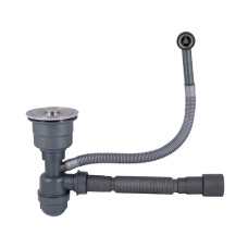 Lidz Сифон для кухонної мийки LK17, випуск 115 мм, колбовий з круглим переливом (выход гофра 40/50мм) (LDLK17SS46398)