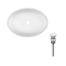 Qtap Комплект Kolibri: Раковина накладна овальна 500x360x140 мм White + Донний клапан PU02