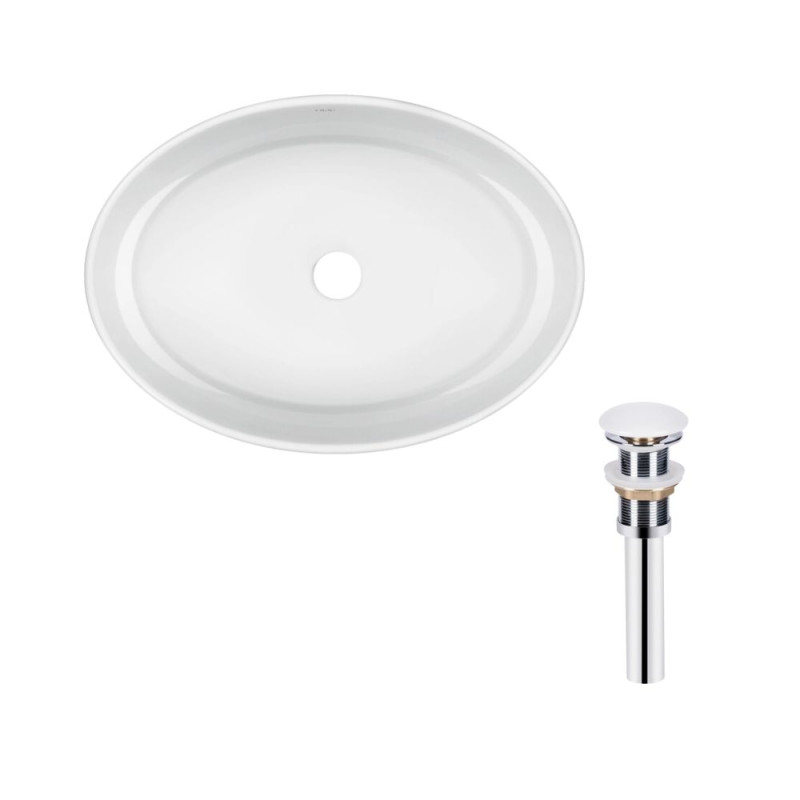 Qtap Комплект Kolibri: Раковина накладна овальна 500x360x140 мм White + Донний клапан PU02