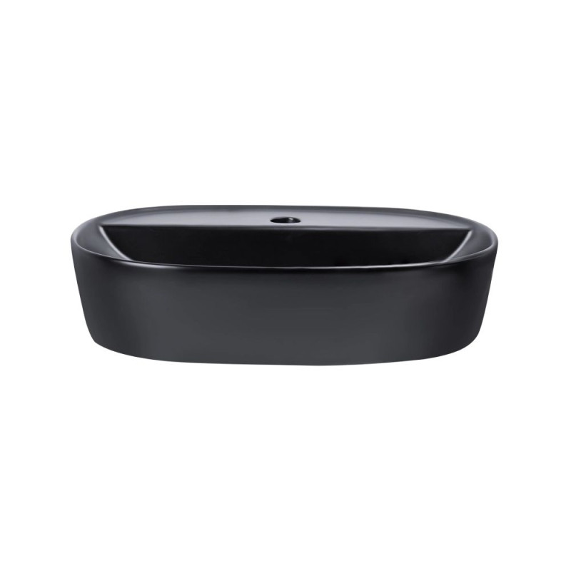 Qtap Комплект Scorpio: Раковина накладна овальна 505x385x120 мм Matt Black + Донний клапан PU03