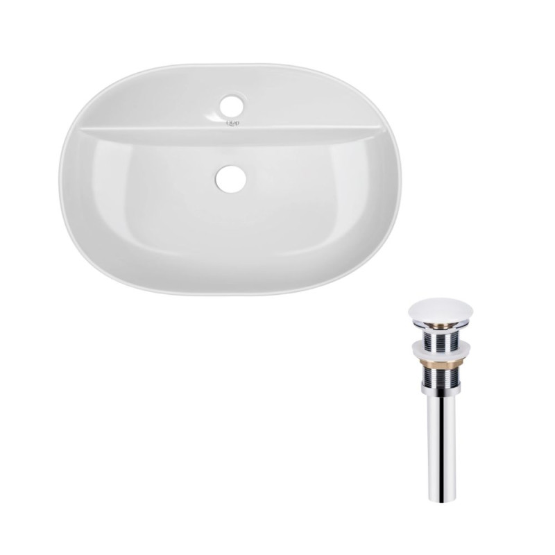 Qtap Комплект Scorpio: Раковина накладна овальна 610x400x120 мм White + Донний клапан PU02