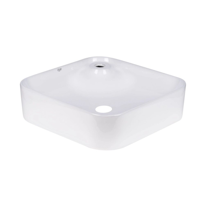 Qtap Комплект Stork: Раковина накладна квадратна 430x430x120 мм White + Донний клапан PU02