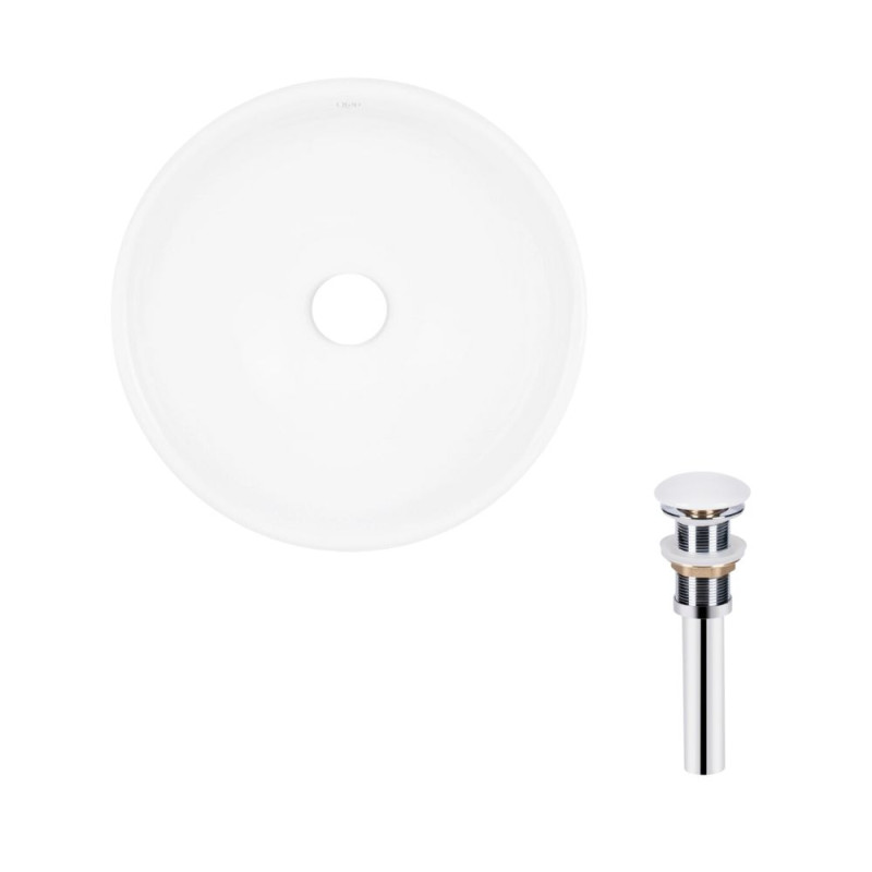 Qtap Комплект Owl: Раковина накладна кругла 400х400х155 мм White + Донний клапан PU02