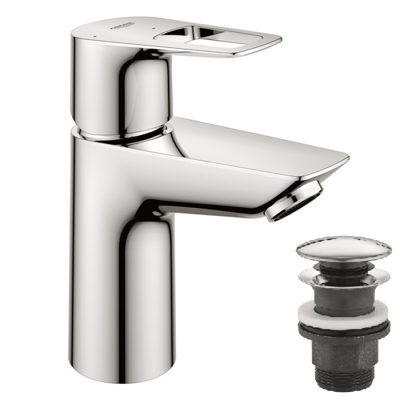 Grohe BauLoop New Одноважільний змішувач для раковини S-Size + нажимний донний клапан (23883001)