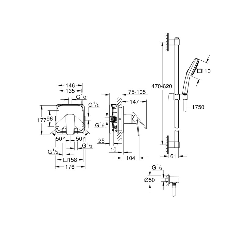 Grohe Cubeo Прихована душова система з Tempesta 110 (1053352430)