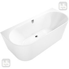 VILLEROY & BOCH OBERON 2.0 Ванна кварилова 180х80, пристінна з білою панеллю та зливом-переливом, (UBQ180OBR9CD00V-01)