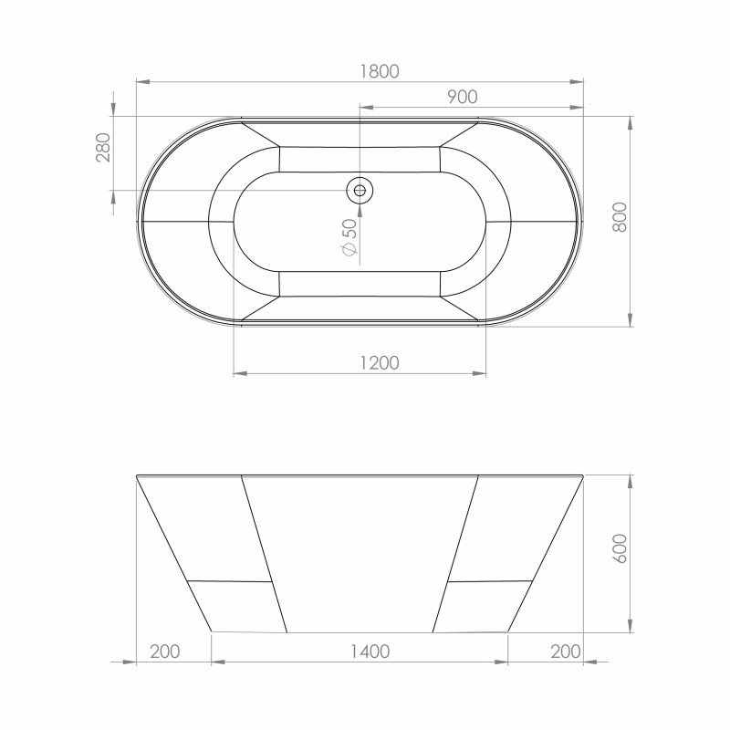 IMPRESE MARY ванна отдельностоящая 180*80*60 см, (MARY180)