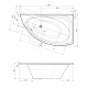 IMPRESE BLATNA ванна 150*90*49см асиметрична права, без ніжок, акрил 6мм, (BLATNA150R)